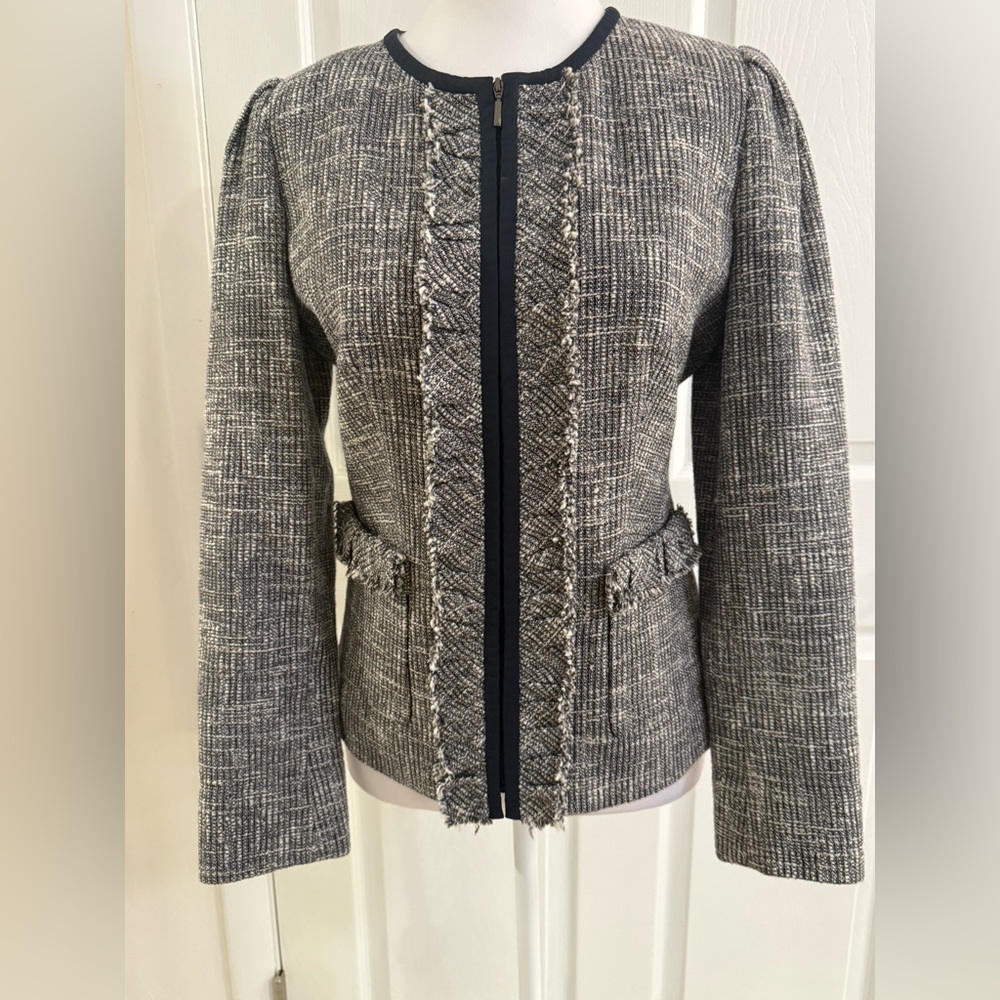 Doncaster Navy and Cream Tweed Textured Blazer